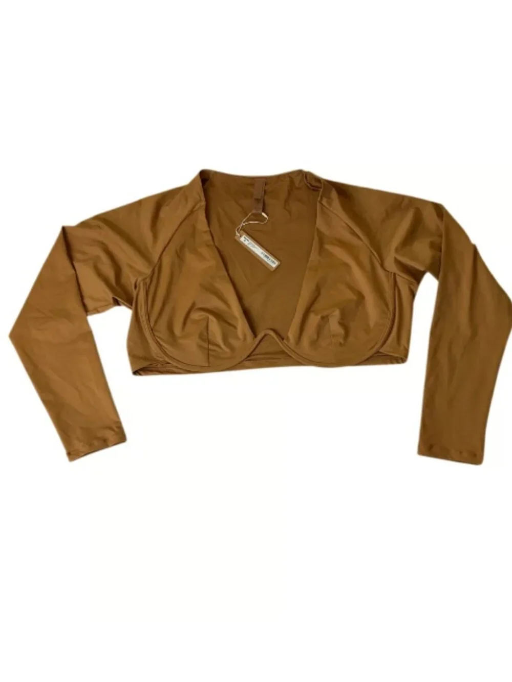 SKIMS Swim Long Sleeve Underwire Top Almond 3X Supportive Swimwear (Lot #975M)